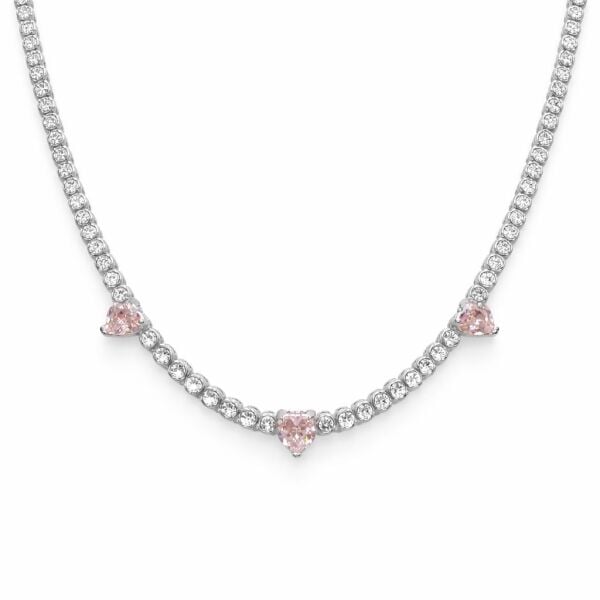 Üç Kalpli Pink Love Su Yolu Kolye