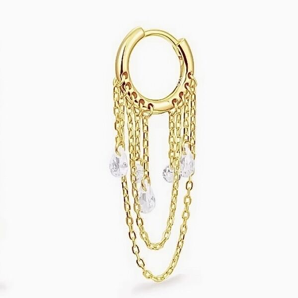 Isabella Chain Küpe 3 Tek - Gold