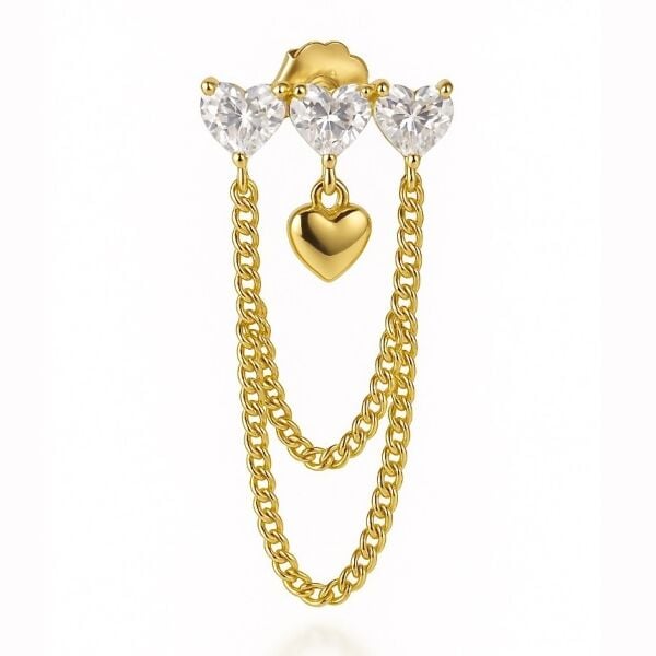 Trio Kalp Chain Küpe