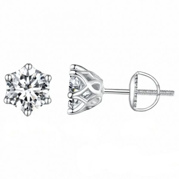 1 Ct Mozanit TekTaş Vida Küpe / GRA Sertifika