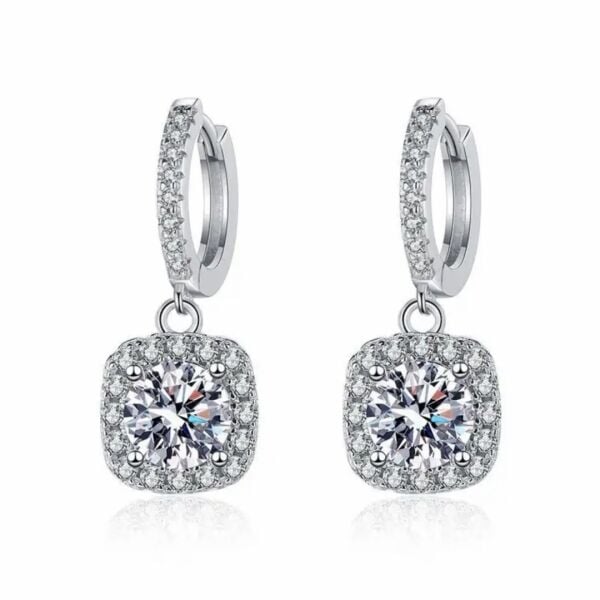 0,5  Ct Mozanit Kare Tektaş Halka Küpe  / GRA Sertifika