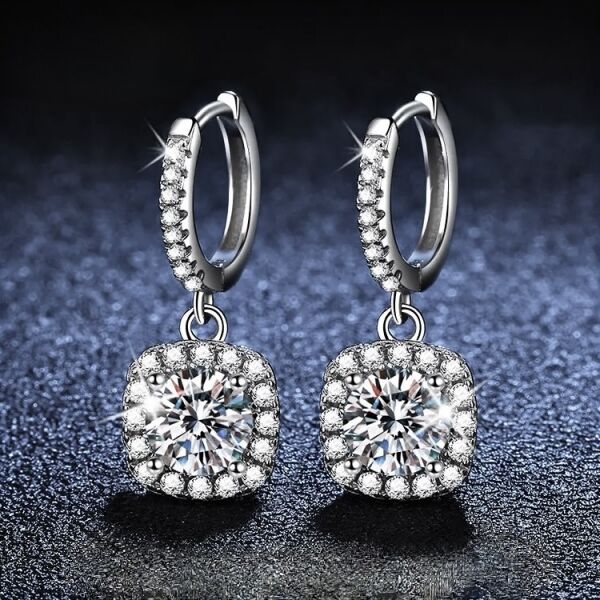 0,5  Ct Mozanit Kare Tektaş Halka Küpe  / GRA Sertifika