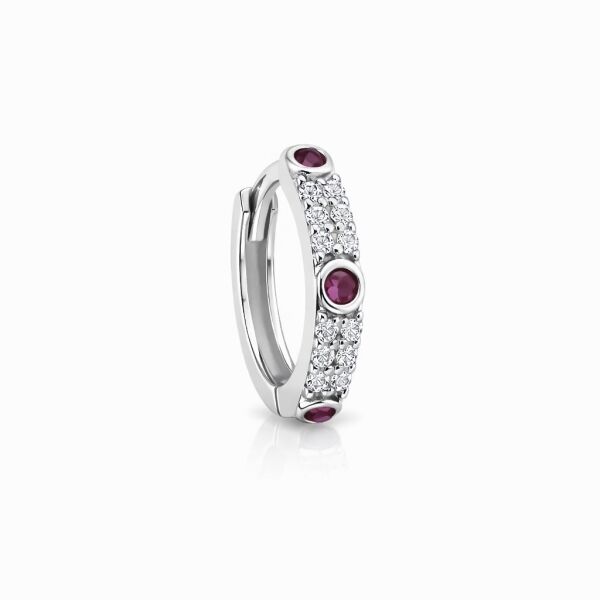Ruby Bezel Halka Küpe