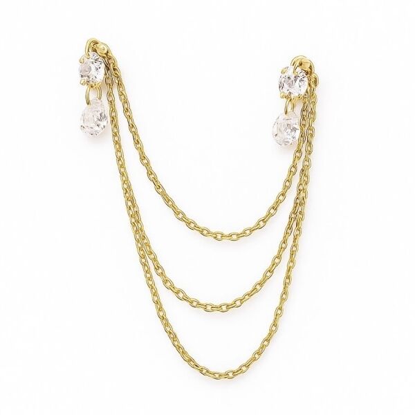 Isabella Chain Küpe 2 Gold - Tek