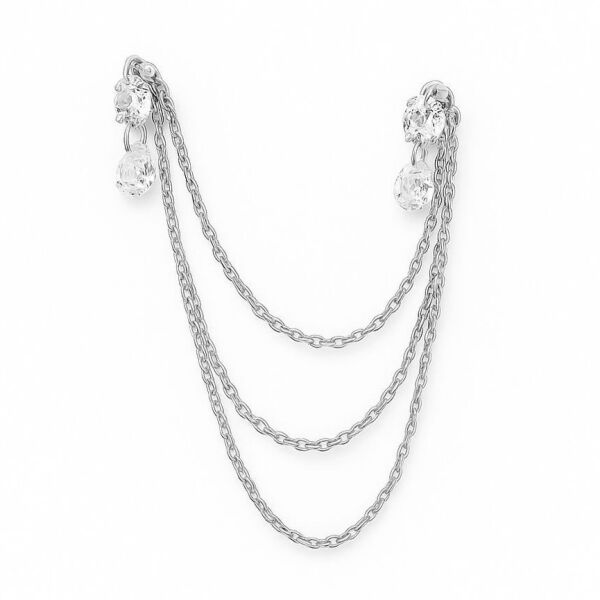 Isabella Chain Küpe 2 Silver - Tek