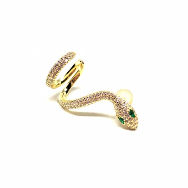 Yeşil Gözlü Yılan Cuff Küpe