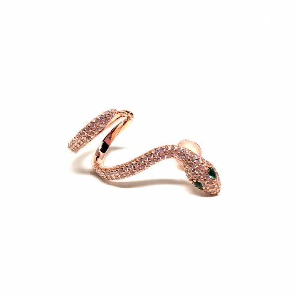 Yeşil Gözlü Yılan Cuff Küpe