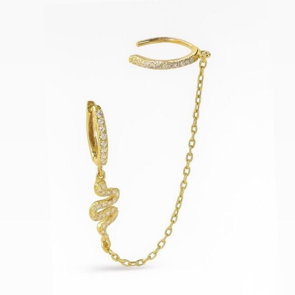 Yılan Zincirli Küpe ve Ear Cuff