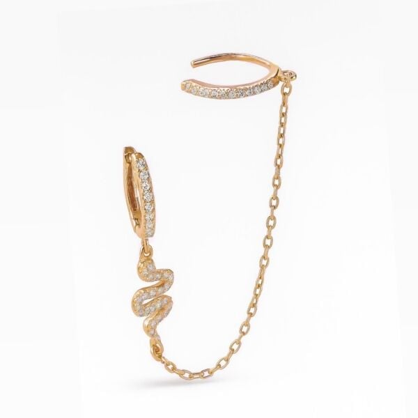 Yılan Zincirli Küpe ve Ear Cuff
